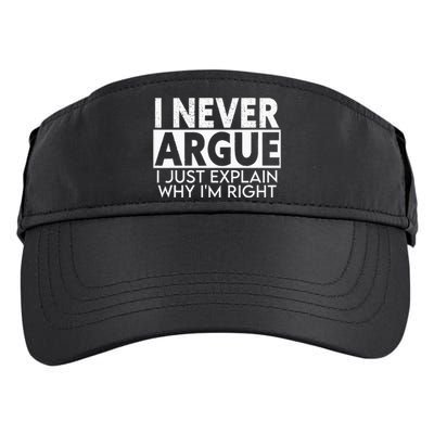 I Never Argue I Just Explain Why Im Right Sarcastic Adult Drive Performance Visor