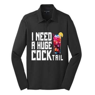 I Need A Huge Cocktail Silk Touch Performance Long Sleeve Polo