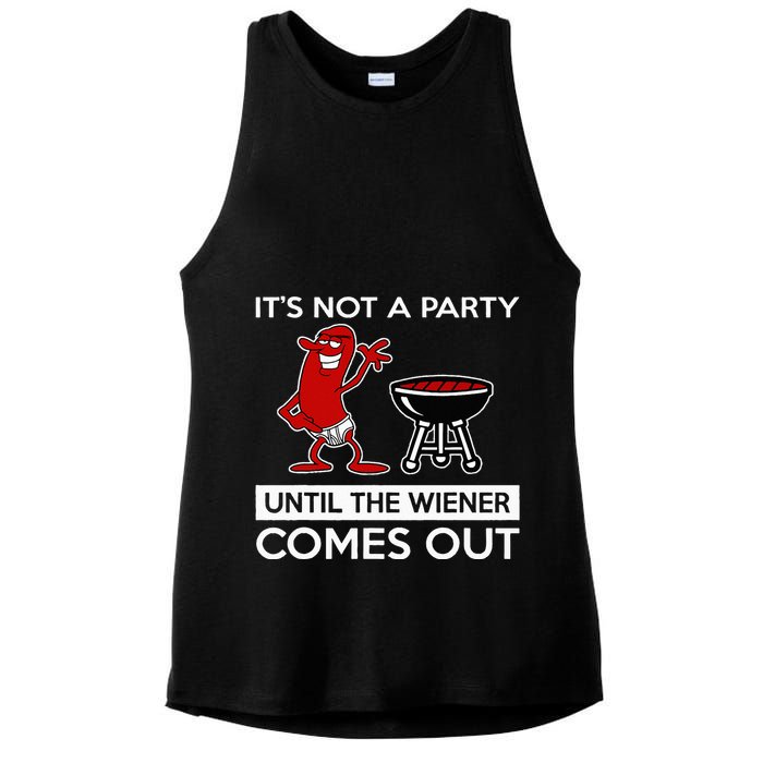 It's Not A Party Until The Wiener Comes Out Ladies PosiCharge Tri-Blend Wicking Tank