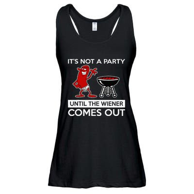 It's Not A Party Until The Wiener Comes Out Ladies Essential Flowy Tank