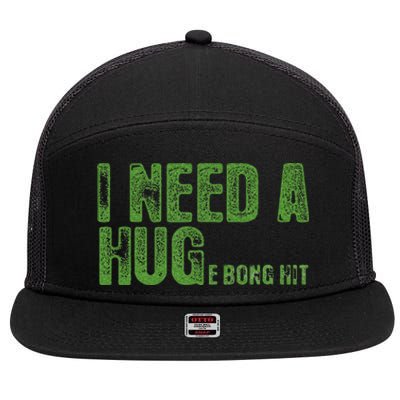 I Need A Hug Huge Bong Hit Weed Marijuana Cannabis Stoner 7 Panel Mesh Trucker Snapback Hat