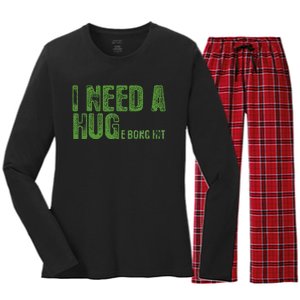 I Need A Hug Huge Bong Hit Weed Marijuana Cannabis Stoner Women's Long Sleeve Flannel Pajama Set 