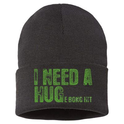 I Need A Hug Huge Bong Hit Weed Marijuana Cannabis Stoner Sustainable Knit Beanie