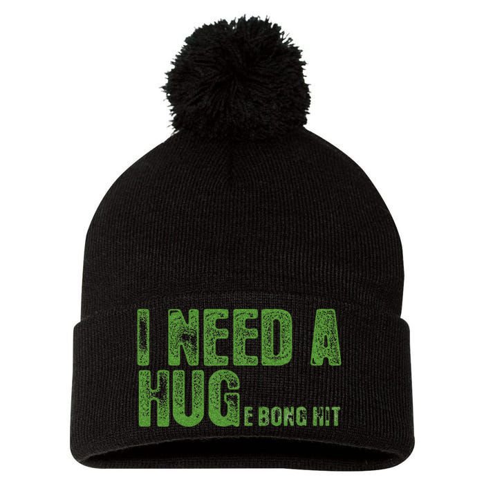 I Need A Hug Huge Bong Hit Weed Marijuana Cannabis Stoner Pom Pom 12in Knit Beanie