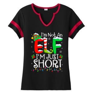 IM Not An Elf IM Just Short Funny Christmas Family Pajamas Ladies Halftime Notch Neck Tee