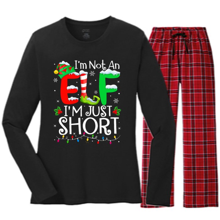 IM Not An Elf IM Just Short Funny Christmas Family Pajamas Women's Long Sleeve Flannel Pajama Set 