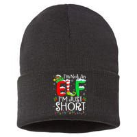 IM Not An Elf IM Just Short Funny Christmas Family Pajamas Sustainable Knit Beanie