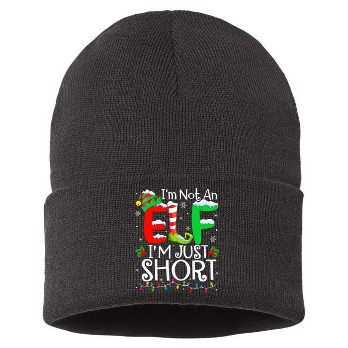 IM Not An Elf IM Just Short Funny Christmas Family Pajamas Sustainable Knit Beanie