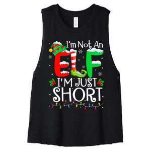 IM Not An Elf IM Just Short Funny Christmas Family Pajamas Women's Racerback Cropped Tank