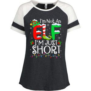 IM Not An Elf IM Just Short Funny Christmas Family Pajamas Enza Ladies Jersey Colorblock Tee