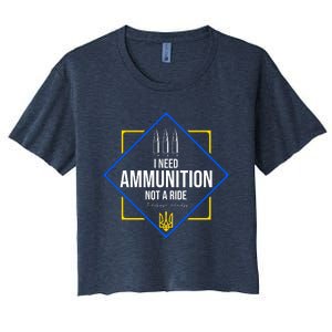 I Need Ammunition Not A Ride Ukraine President Volodymyr Zelenskyy Trident Women's Crop Top Tee