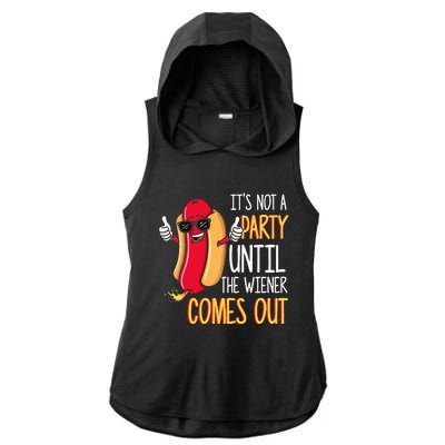 ItS Not A Party Until The Wiener Comes Out Funny Hot Dog Ladies PosiCharge Tri-Blend Wicking Draft Hoodie Tank