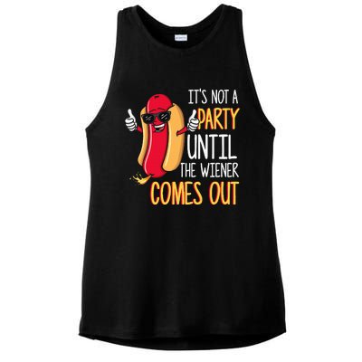 ItS Not A Party Until The Wiener Comes Out Funny Hot Dog Ladies PosiCharge Tri-Blend Wicking Tank