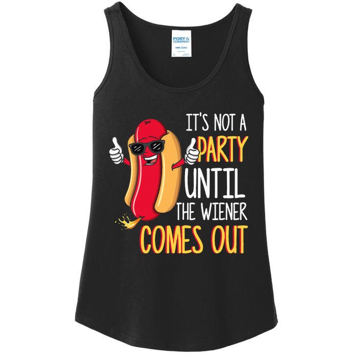 ItS Not A Party Until The Wiener Comes Out Funny Hot Dog Ladies Essential Tank