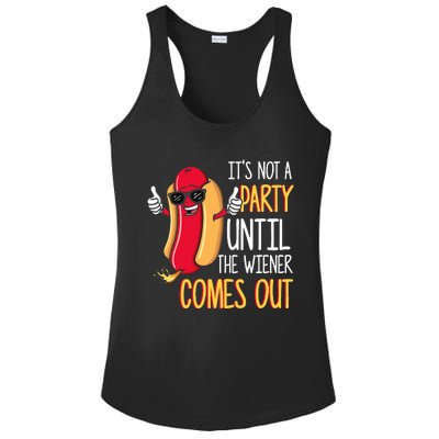 ItS Not A Party Until The Wiener Comes Out Funny Hot Dog Ladies PosiCharge Competitor Racerback Tank