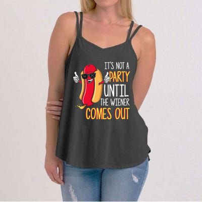 ItS Not A Party Until The Wiener Comes Out Funny Hot Dog Women's Strappy Tank