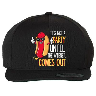 ItS Not A Party Until The Wiener Comes Out Funny Hot Dog Wool Snapback Cap