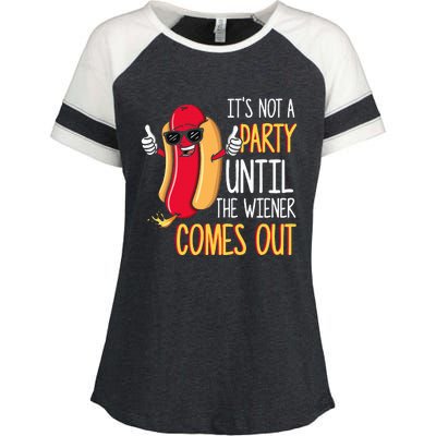 ItS Not A Party Until The Wiener Comes Out Funny Hot Dog Enza Ladies Jersey Colorblock Tee