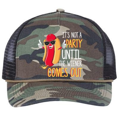 ItS Not A Party Until The Wiener Comes Out Funny Hot Dog Retro Rope Trucker Hat Cap