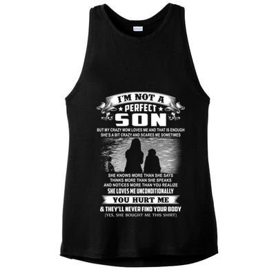 I'm Not A Perfect Son But My Crazy Mom Loves Me Gift Ladies PosiCharge Tri-Blend Wicking Tank