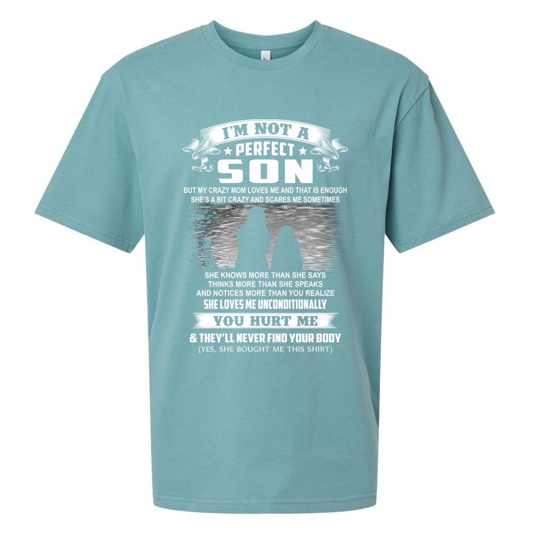I'm Not A Perfect Son But My Crazy Mom Loves Me Gift Sueded Cloud Jersey T-Shirt