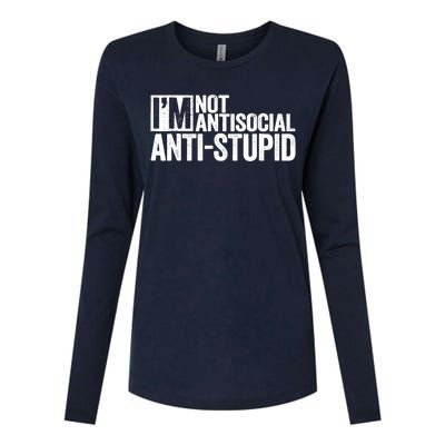 IM Not Antisocial IM Antistupid Sarcastic Womens Cotton Relaxed Long Sleeve T-Shirt