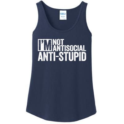 IM Not Antisocial IM Antistupid Sarcastic Ladies Essential Tank