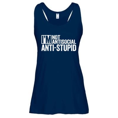 IM Not Antisocial IM Antistupid Sarcastic Ladies Essential Flowy Tank