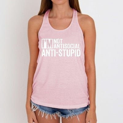 IM Not Antisocial IM Antistupid Sarcastic Women's Knotted Racerback Tank