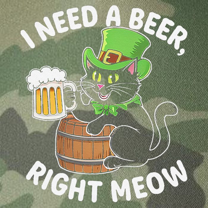 I Need a Beer Right Meow Funny Cat Drink beer St Patricks Legacy Tie Dye Trucker Hat