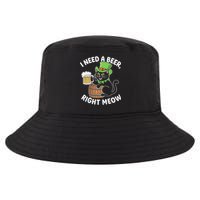 I Need a Beer Right Meow Funny Cat Drink beer St Patricks Cool Comfort Performance Bucket Hat