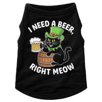 I Need a Beer Right Meow Funny Cat Drink beer St Patricks Doggie Tank