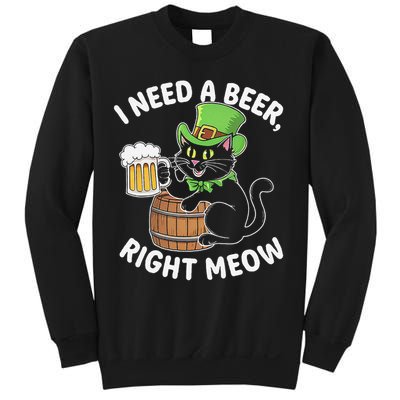 I Need a Beer Right Meow Funny Cat Drink beer St Patricks Sweatshirt