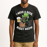 I Need a Beer Right Meow Funny Cat Drink beer St Patricks Tall T-Shirt
