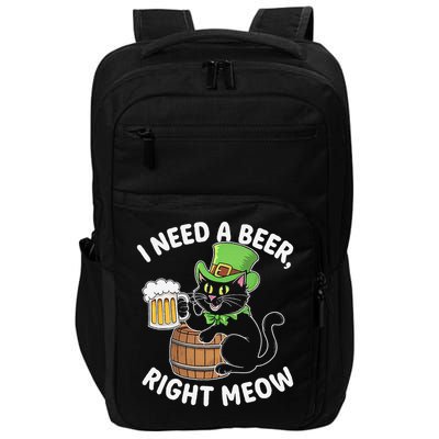 I Need a Beer Right Meow Funny Cat Drink beer St Patricks Impact Tech Backpack