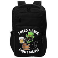 I Need a Beer Right Meow Funny Cat Drink beer St Patricks Impact Tech Backpack