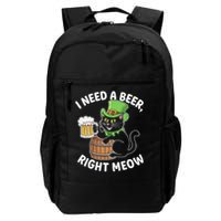 I Need a Beer Right Meow Funny Cat Drink beer St Patricks Backpack