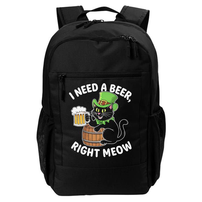I Need a Beer Right Meow Funny Cat Drink beer St Patricks Backpack