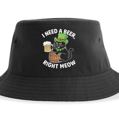 I Need a Beer Right Meow Funny Cat Drink beer St Patricks Sustainable Bucket Hat