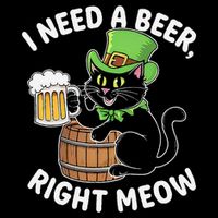 I Need a Beer Right Meow Funny Cat Drink beer St Patricks Sustainable Bucket Hat