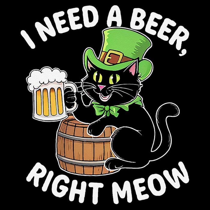 I Need a Beer Right Meow Funny Cat Drink beer St Patricks Sustainable Bucket Hat