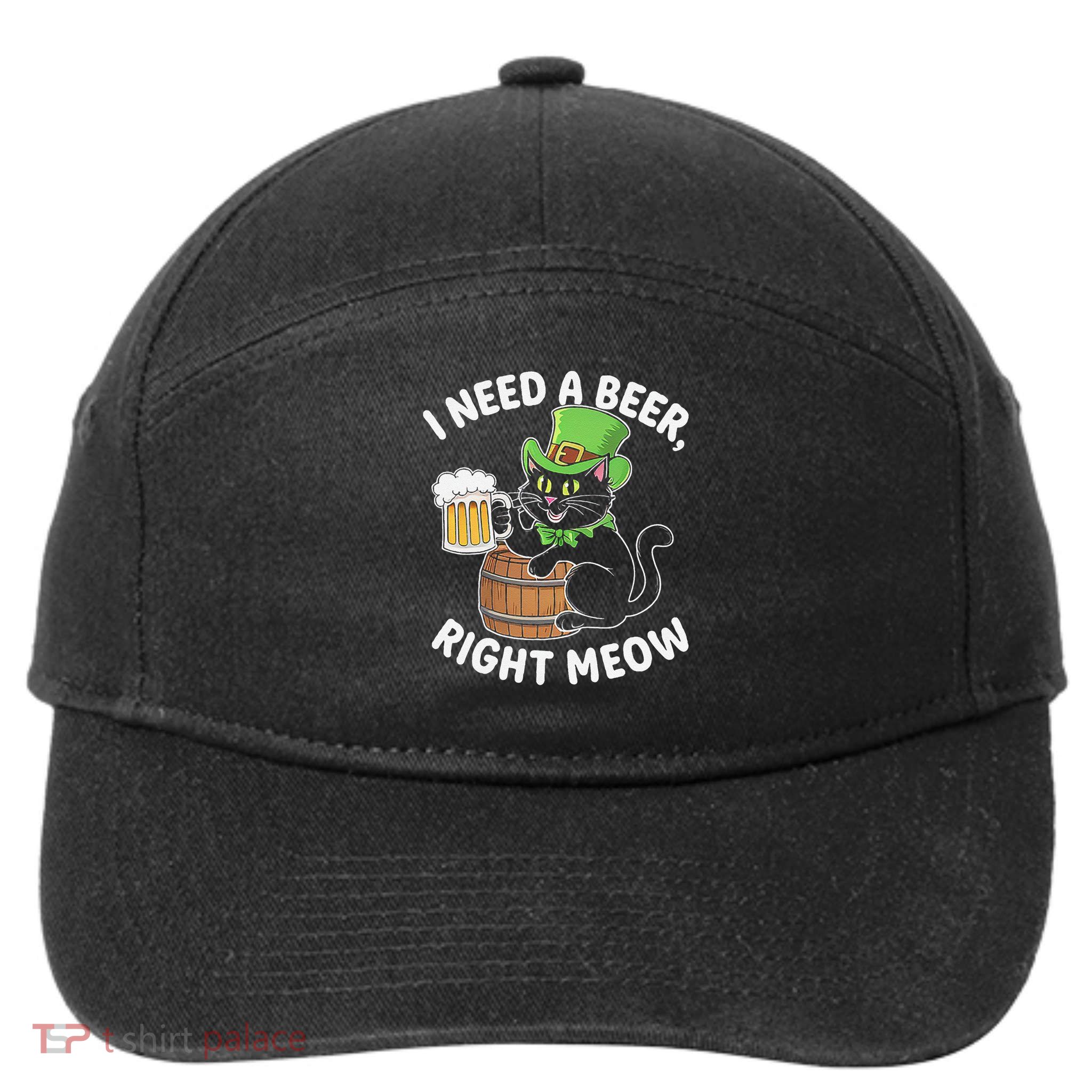 I Need a Beer Right Meow Funny Cat Drink beer St Patricks 7-Panel Snapback Hat