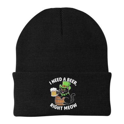 I Need a Beer Right Meow Funny Cat Drink beer St Patricks Beanie