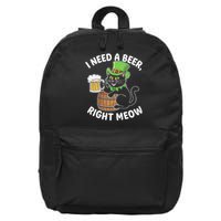 I Need a Beer Right Meow Funny Cat Drink beer St Patricks 16 in Basic Backpack