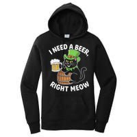 I Need a Beer Right Meow Funny Cat Drink beer St Patricks Women's Pullover Hoodie