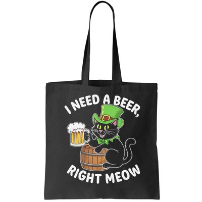 I Need a Beer Right Meow Funny Cat Drink beer St Patricks Bag