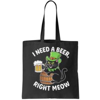 I Need a Beer Right Meow Funny Cat Drink beer St Patricks Bag