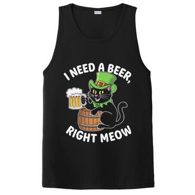 I Need a Beer Right Meow Funny Cat Drink beer St Patricks PosiCharge Competitor Tank