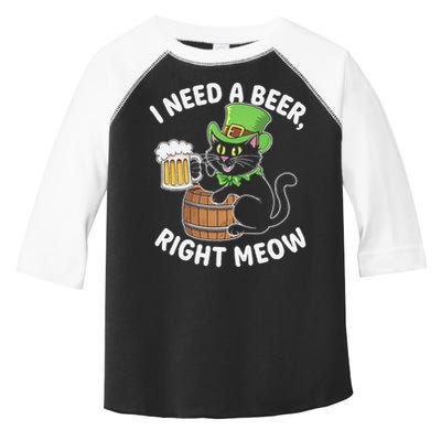 I Need a Beer Right Meow Funny Cat Drink beer St Patricks Toddler Fine Jersey T-Shirt