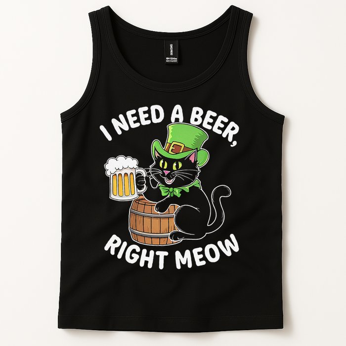 I Need a Beer Right Meow Funny Cat Drink beer St Patricks Tank Top